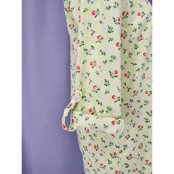 Victoria Secret Shirt Womens Extra Small Yellow Floral Button Front Sleep - Picture 8 of 16
